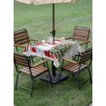 thumbnail image 3 of Outdoor Tablecloth with Umbrella Hole and Zipper, Grey Christmas Square Table Cloth 54x54 Inch Waterproof Tablecloth, Snowman Snowflake Xmas Tree Gifts Picnic Table Cover for Patio Camping, 3 of 7