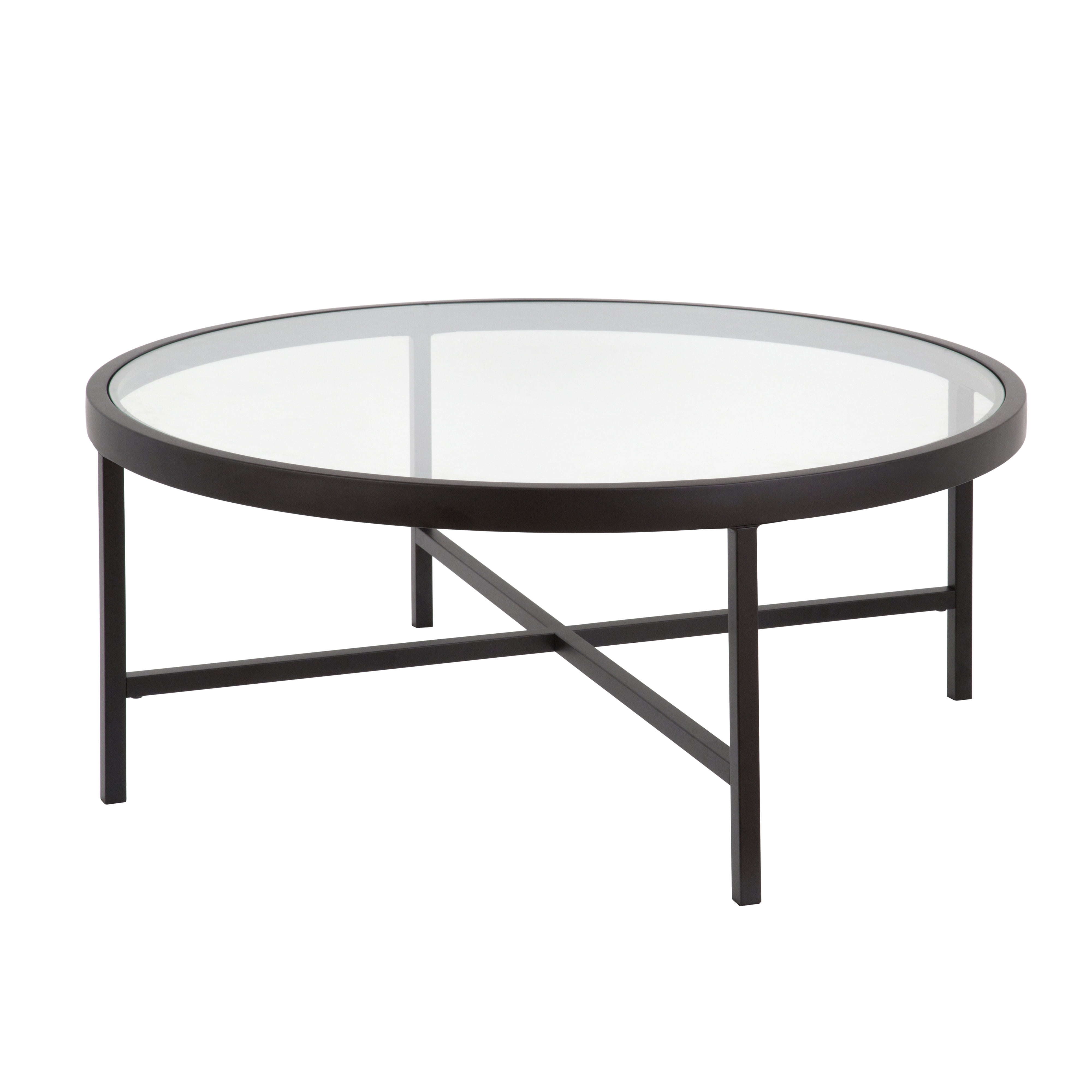 Evelyn Zoe Contemporary Round Coffee, Round Metal Glass Top Coffee Table