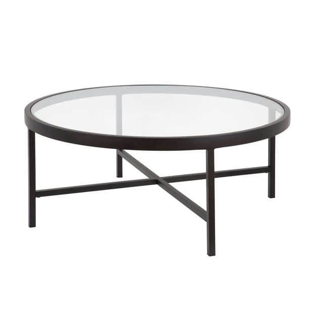 Evelyn&Zoe Contemporary Round Coffee Table with Glass Top