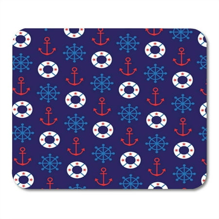 - SIDONKU American Nautical Pattern Anchor Background Life Blue Border Circle Clipart Mousepad Mouse Pad Mouse Mat 9x10 inch
