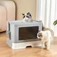 thumbnail image 3 of Jacgood Cat Litter Box Foldable Cat Big Litter Tray Box Sturdy Fully Enclosed Toilet, 3 of 7