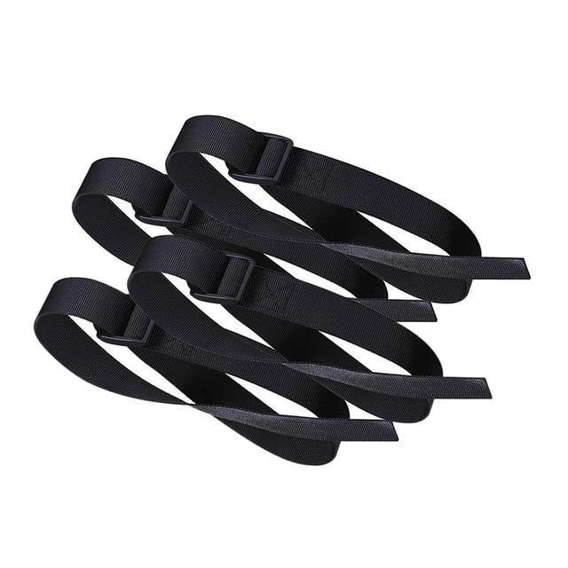 harper 4-Piece Rowing Machine Foot Straps, Multi-Purpose, Adjustable Bands, Replacement Black 4pcs