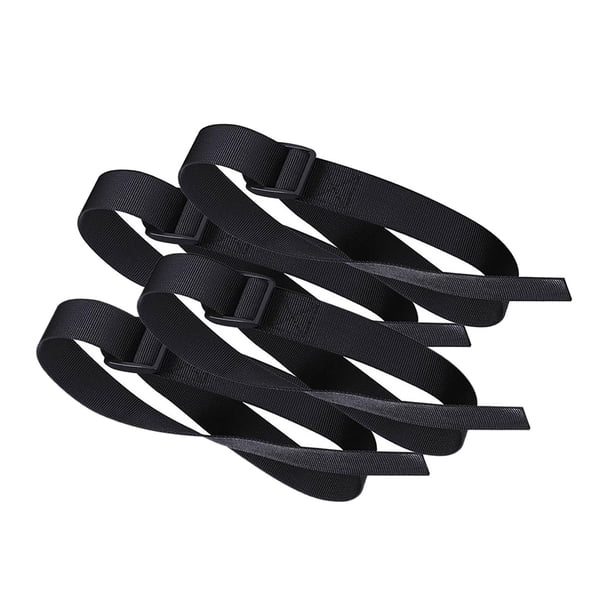 Correas de nailon ajustables para pies de fitness, accesorio universal para máquina de remo, seguro Negro 4 piezas