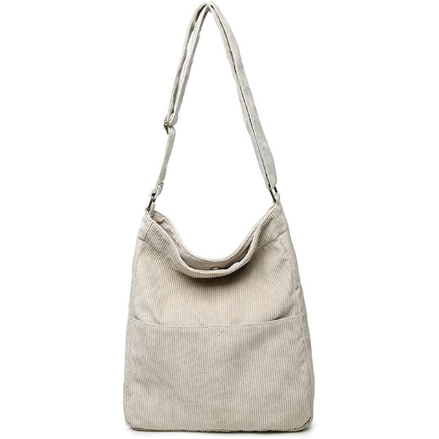 LinYooLi Sac à Bandoulière en Velours Côtelé Mode pour Femmes Hommes Adolescents Sac Rétro