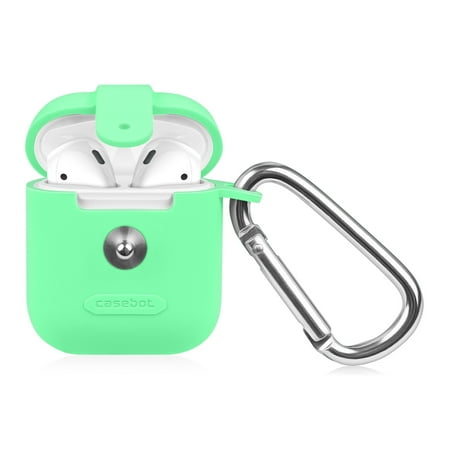 - Fintie AirPods Silicone Case Cover Skin with Keychain Carabiner, Green (Glow in the Dark)