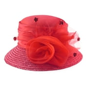 Rosette Straw Red Hat
