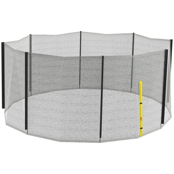 14ft Round Trampoline Safety Net Enclosure with 8 Straight Poles Weather-Resistant Yellow