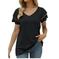 thumbnail image 2 of Clearance Clothes under Women's Fashion Casual Solid Color Buttons Comfortable Short Sleeve Sweatshirt Tops Blouse, 2 of 5