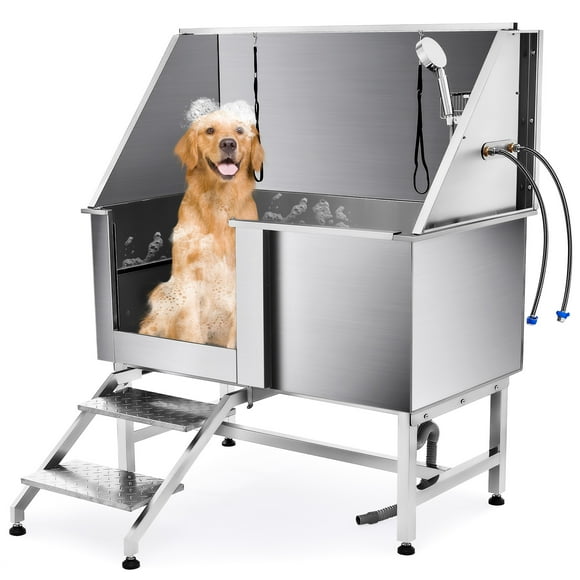 50 Inches Professional Stainless Steel Pet Dog Grooming Bath Tub Station Wash Shower Sink