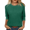 thumbnail image 2 of Green Women's Long Sleeve T-shirt, Womens Tops Casual 3/4 Sleeve Crew Neck Shirts Loose Fit Tunic Blouses Summer Tees,Women's Long sleeve T-shirt L, 2 of 6