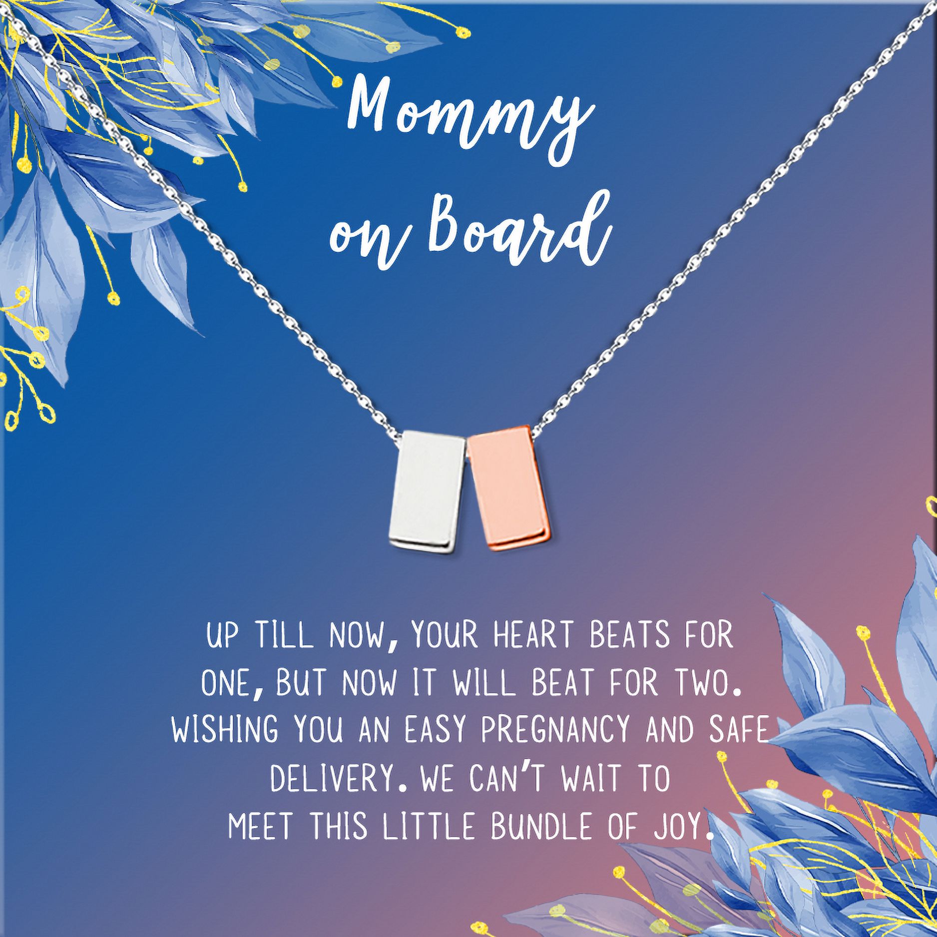 Mommy to Be Christmas Day Gift Set for Mom, Silver and Rose Gold Cube Necklace Jewelry for Sister, New Mom Mother's Day Gift, Gift for Her, Holiday Necklace Card Gift for Mom