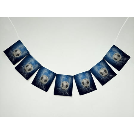 GCKG Sports Football Soccer Ball on Water Banner Bunting Garland Flag Sign for Home Family Party Decoration