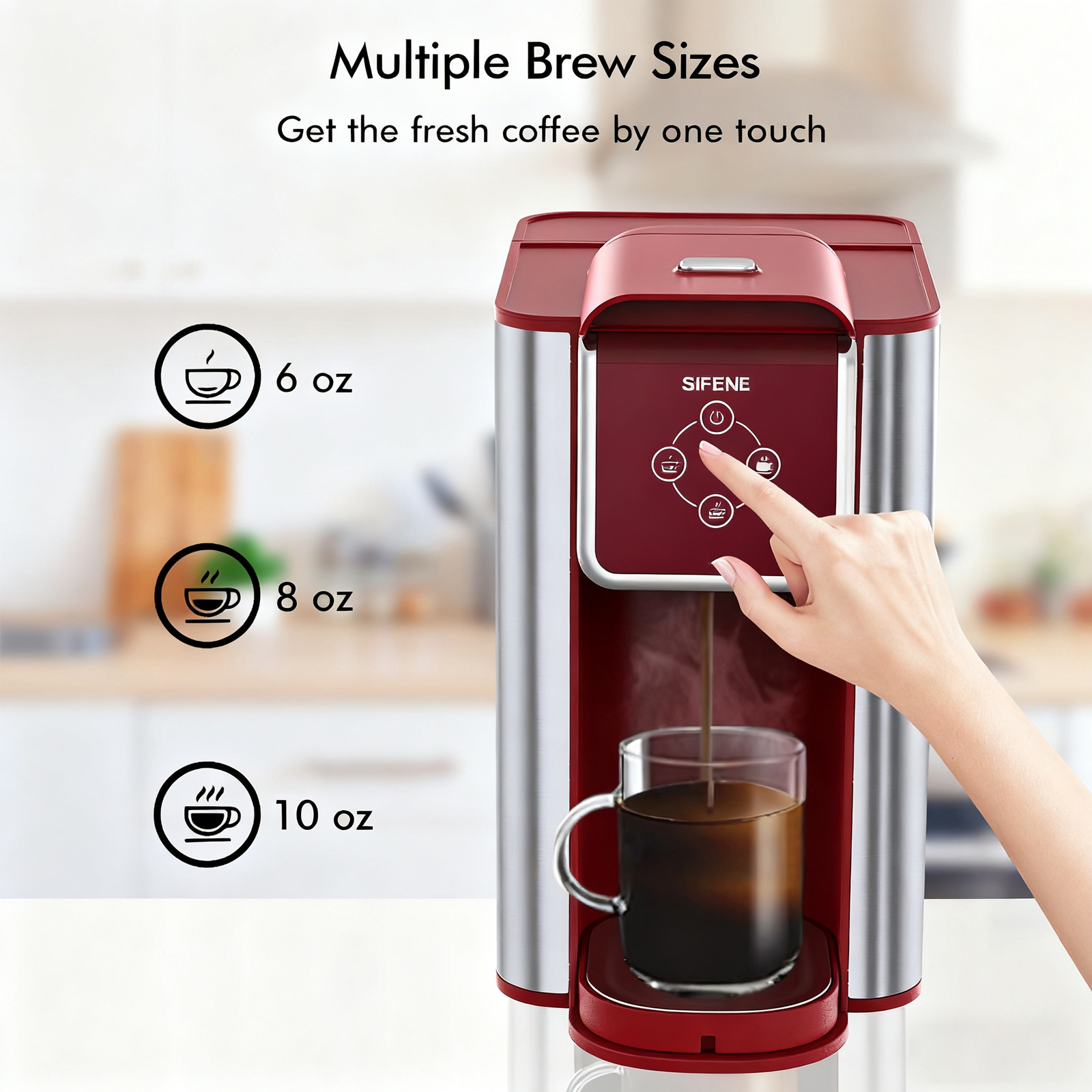SIFENE 3-in-1 Single Serve Coffee Maker, Red photo 8