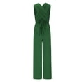 thumbnail image 4 of Bdfzl Women Pants Trends Women Casual Cold Shoulder Jumpsuit Suspender Jumpsuits Wide Leg Pant Green M, 4 of 7