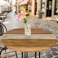 thumbnail image 4 of Farmhouse Yellow Brown Fitted Tablecloth with Elastic Edged, Round Table Cloth for Dining Table, Vintage Wooden Striped Waterproof Oil Proof Table Cover for Indoor Outdoor 45"-54", 4 of 8