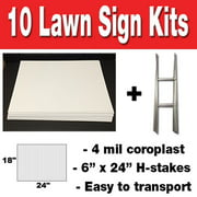 10 quantity Blank Yard Signs with h-stakes for Garage Sale Signs, Graduations, or Political Lawn Signs