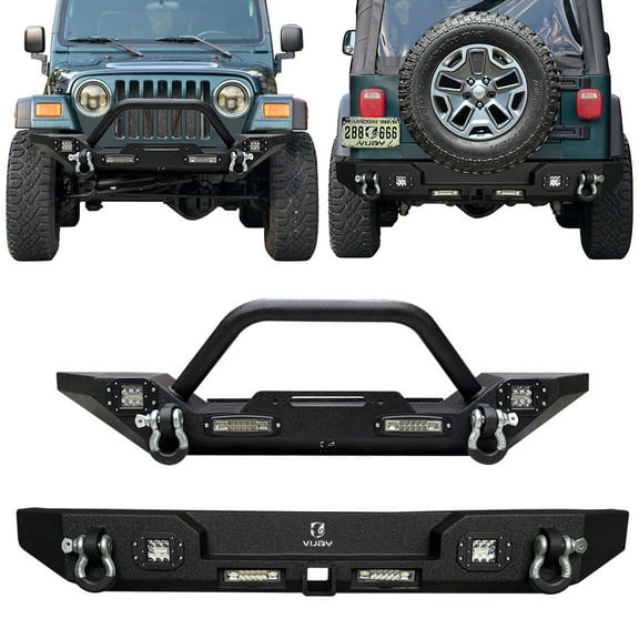 Vijay Wrangler TJ Front and Rear Bumper Compatible with 1997-2006 Jeep Wrangler TJ