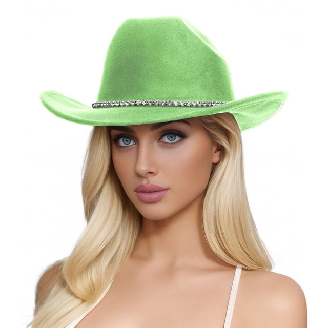 Glitter Silver Black Cowboy Hats For Women Western Sparkly Rhinestone Hat For Ladies