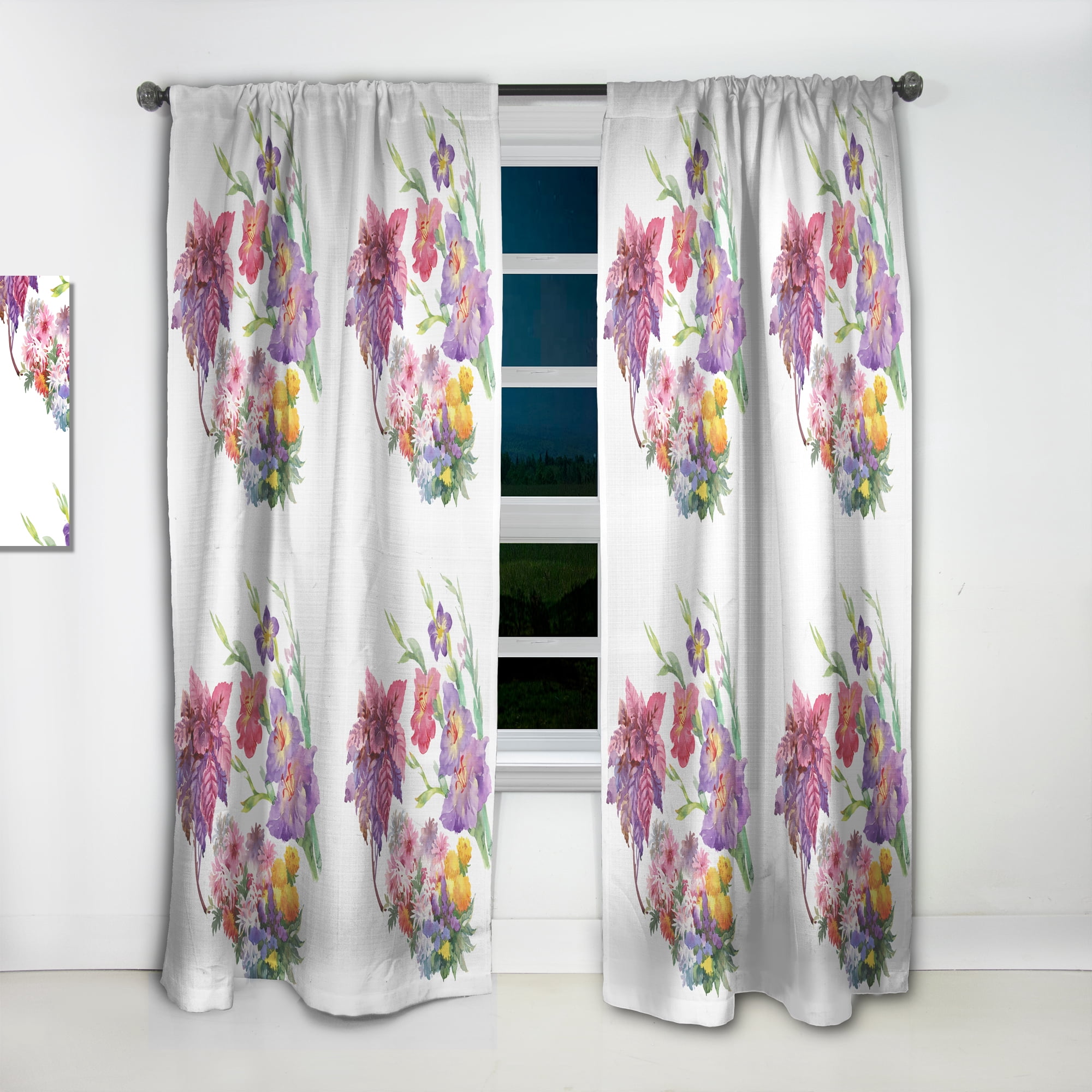 Designart 'Blossom Pink VII' Floral Curtain Panel
