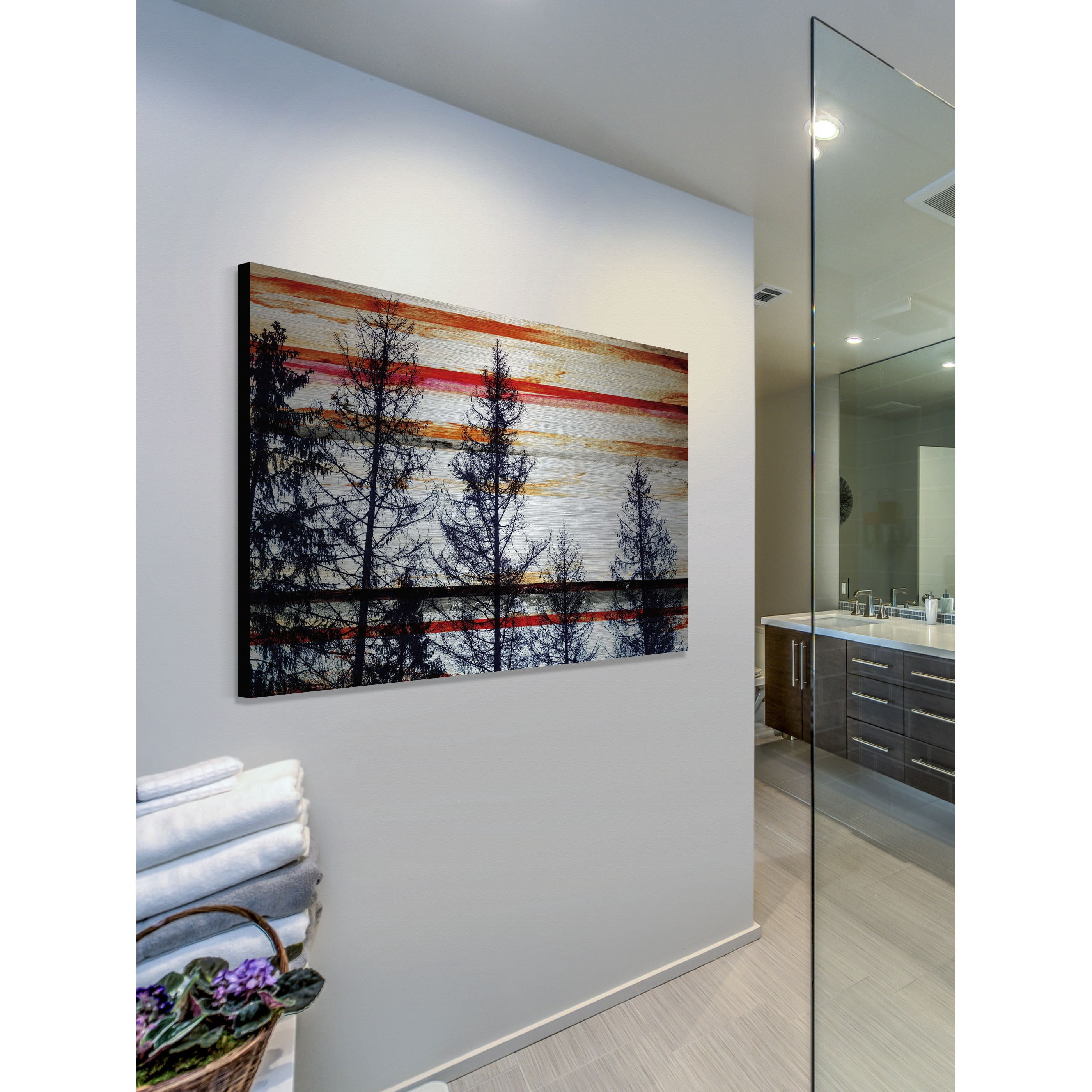"Red Striped Sky" Painting Print on Brushed Aluminum