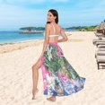 thumbnail image 6 of FORMRS Womens Long Sarong Beach Wrap Semi-Sheer Bikini Skirt Bathing Swimsuit Cover Up, White Vibrant Flowers, 6 of 7