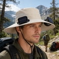 thumbnail image 5 of Coollooc Solar Powered Fan Hat with 2 Fan, 24 Inch Wide Brim USB Solar Fan Outdoor Fishing Hat, Adjustable UPF 50+ Bucket Camping & Beach Hat with Fan Built in for Men Women(1-Beige,24 Inch), 5 of 7