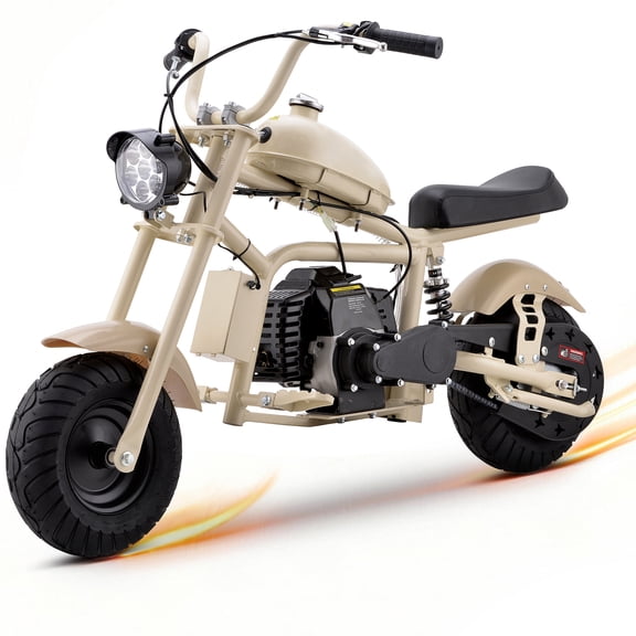 Gas Mini Bike with 39CC 4-Stroke Engine, Heavy Duty Off Road Mini Dirt Bike with Pneumatic Fat Tires,Gas Dirt Bike with Front LED Headlight & Rear Disc Brake, Chopper Bike for Tween
