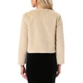 thumbnail image 3 of INSPIRE CHIC Winter Bolero for Women's Open Front Faux Fur Bolero Shrug S Light Khaki, 3 of 6