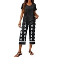 thumbnail image 3 of Capri Sets Women 2 Piece Outfits Casual Summer Wide Leg Crop Pants and Top Matching Suits, 3 of 6