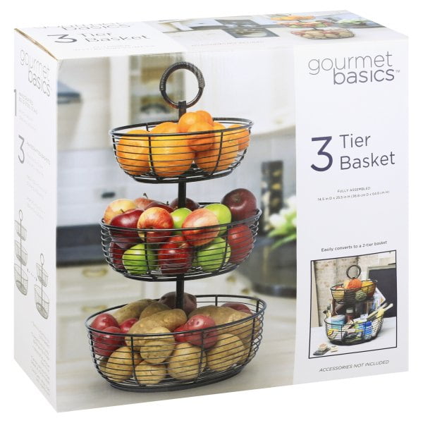 Gourmet Basics Metal and Steel Storage Basket