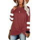 thumbnail image 4 of Blusa informal de manga larga con cuello redondo y empalme para mujer Fridja  hj3303, 4 of 8