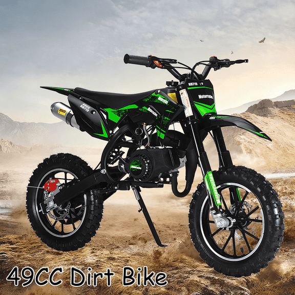 Seipouy 49cc Kids Dirt Bike, 2-Stroke Mini Dirt Bike, Gas Bike for Kids & Adults, Motocross Off-Road Tires Shock Absorption Springs Pit Bikes, Speeds Up to 40 KM/H, motos para niños gasolina