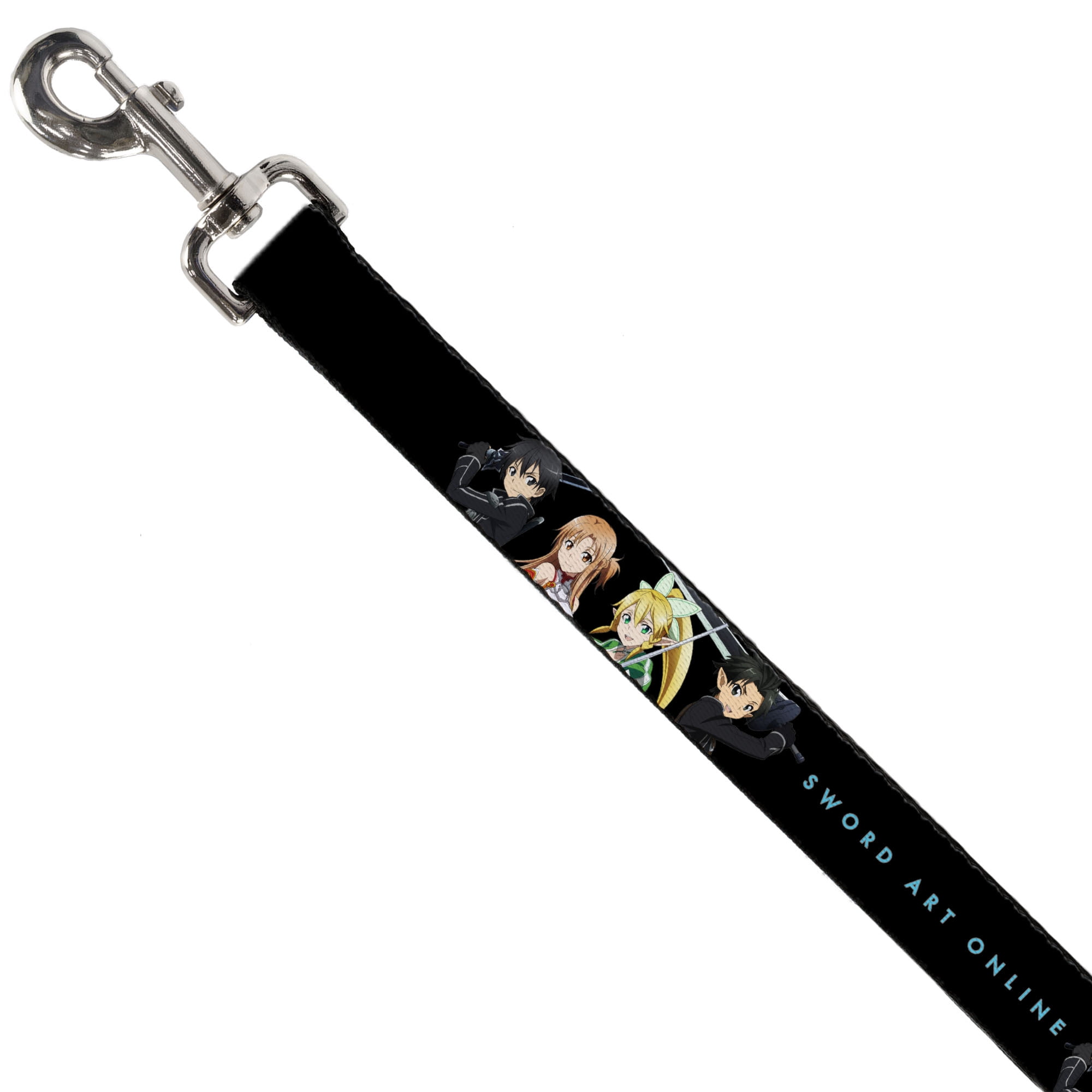 Sword Art Online Pet Leash, Dog Leash, Sword Art Online Four Character Swords Group and Logo Black, 6 Feet Long 1.0 Inch Wide