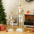 thumbnail image 6 of Costway 4’ Christmas Nutcracker with High Hat & Beautiful Scepter, Uniform & Boots for Yard Gold, 6 of 10