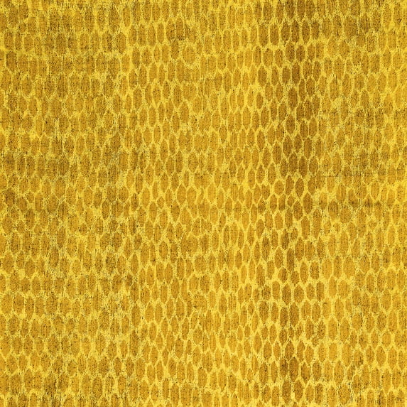 Ahgly Company Machine Washable Indoor Square Abstract Yellow Modern Area Rugs, 6' Square