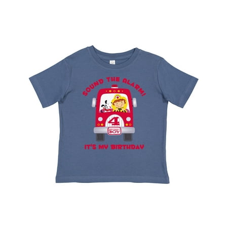 

Inktastic Fire Truck 4th Birthday Boy Boys Toddler T-Shirt