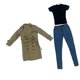 thumbnail image 3 of Chaqueta, camiseta, pantalones cortos vaqueros, ropa para muñecas de acción femenina, escala 1/6, color negro Caqui, 3 of 9
