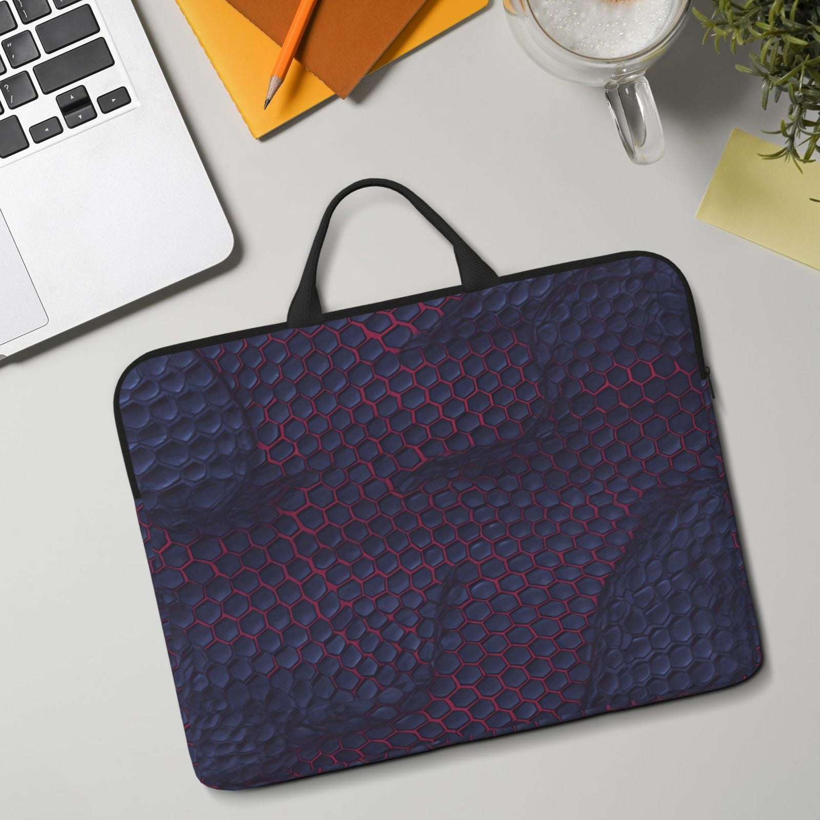 Laptop Sleeve Bag For Women Men 14inch Waterproof Durable Protective Computer Carrying Cover Handle Laptop Case Bag Snake Skin Print Style Palevioletred_4