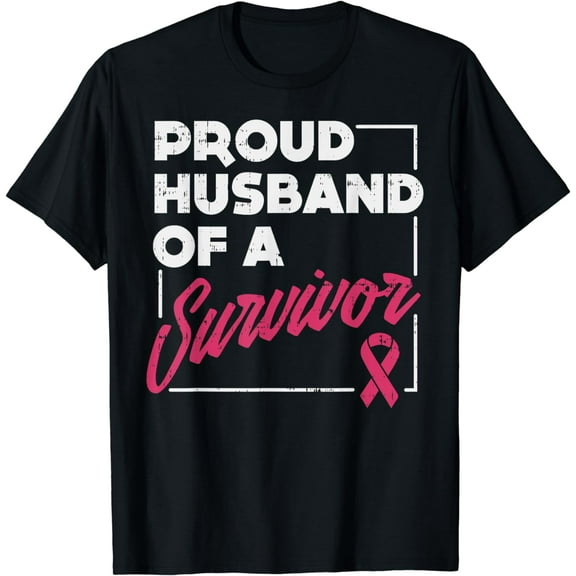 Proud Husband Of Survivor Breast Cancer Awareness Men Gift Funny Creative Graphic T-Shirt