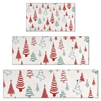 Multicolor Christmas Tree Pattern Kitchen Rugs Sets Of 3,Kitchen Runner Rugs Non Skid Washable,Decorative Kitchen Floor Mats for Kitchen,Sink,Laundry,17"x30"  17"x47"   17"x59"