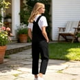 thumbnail image 6 of Tisuna Kids Boys And Girls Overalls Pants Solid Color Sleeveless Suspender Trousers With Pocket Casual Breathable Child Straight Leg Pants Black Size 5-6 Years, 6 of 6
