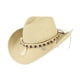 thumbnail image 1 of Sonducket Sombrero de vaquero con protección solar, estilo occidental elegante, sombrero de ala ancha, sombrero de vaquera de verano, sombrero Sombreros blanquecino, 1 of 6