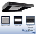 thumbnail image 2 of RecPro RV Stove Range Hood Vent with Light | 22" | Exhaust Fan | 12V (Black), 2 of 9