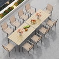 thumbnail image 6 of 7 Pieces Patio Table and Chairs Set, Aiho Outdoor Dining Set for 6 with Umbrella Hole & Textilene Chairs, Weather Resistant for Yard, Porch, Garden - Brown, 6 of 10