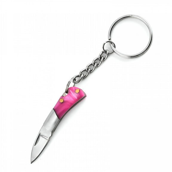 EXLEAF 2026 New Mini Folding Knife Keychain,Pocket-Size Delivery Blade Tool with Clip,Portable Gift Knife for Edc Use Or Utility Tasks,Stainless Steel,Pink