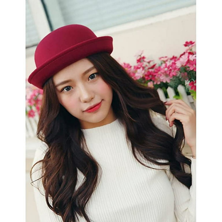 Dark red bowler hat online