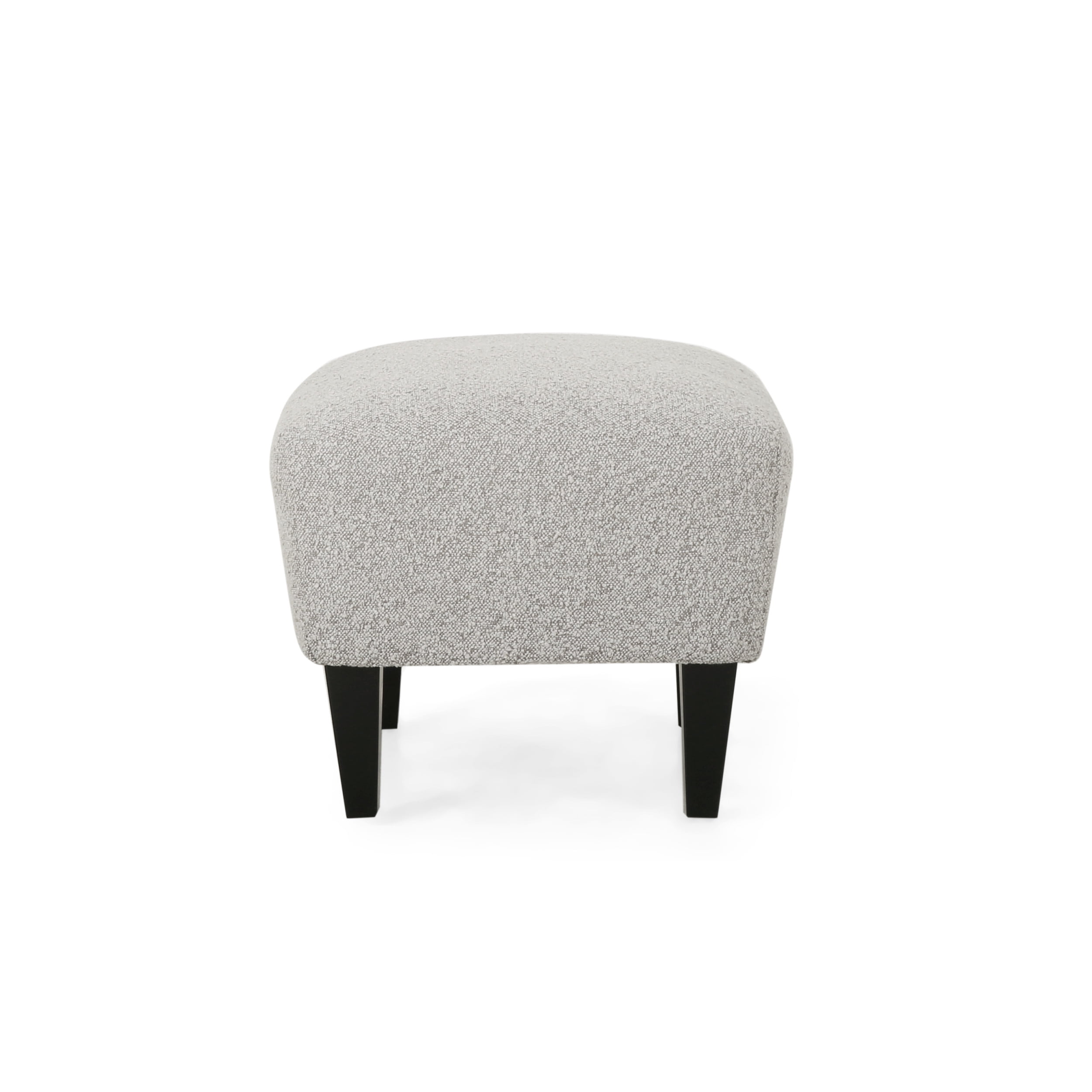 Noble House Willey Boucle Upholstered Club Chair and Ottoman Set, Stone and Matte Black