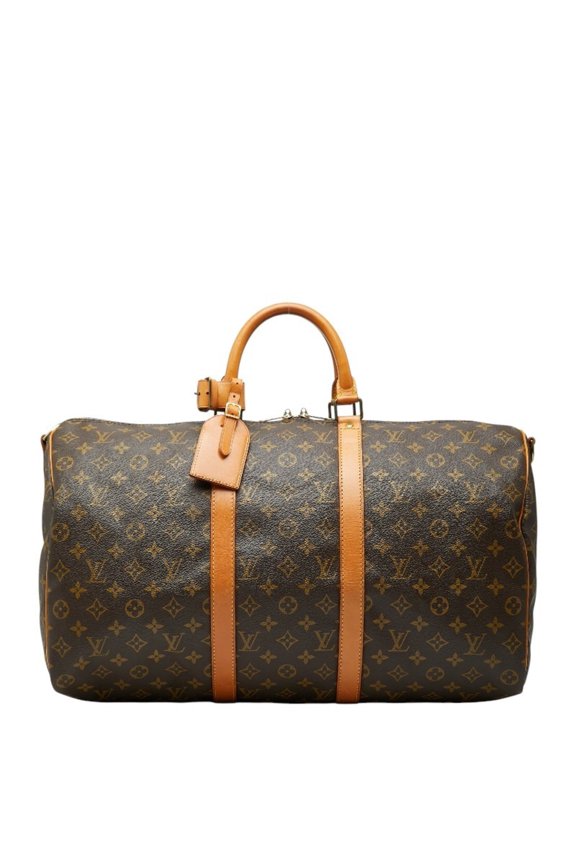 Pre-Owned Louis Vuitton Monogram Keepall Bandouliere 50 Boston Bag M41416 Brown Leather Women's...