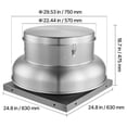 thumbnail image 4 of VEVOR Roof Exhaust Fan, Attic Vent Fan with High-Power Motor, 24.8inch Fan Base Heavy-Duty Aluminum Alloy, Speed Control Adjustable Airflow 1500/2600CFM, Compact for Garage,Kitchen,Bathroom,Silver, 4 of 9