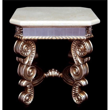 AFD Home 12011265 Hardwood & Marble Platine Bella Accent Table, Cream